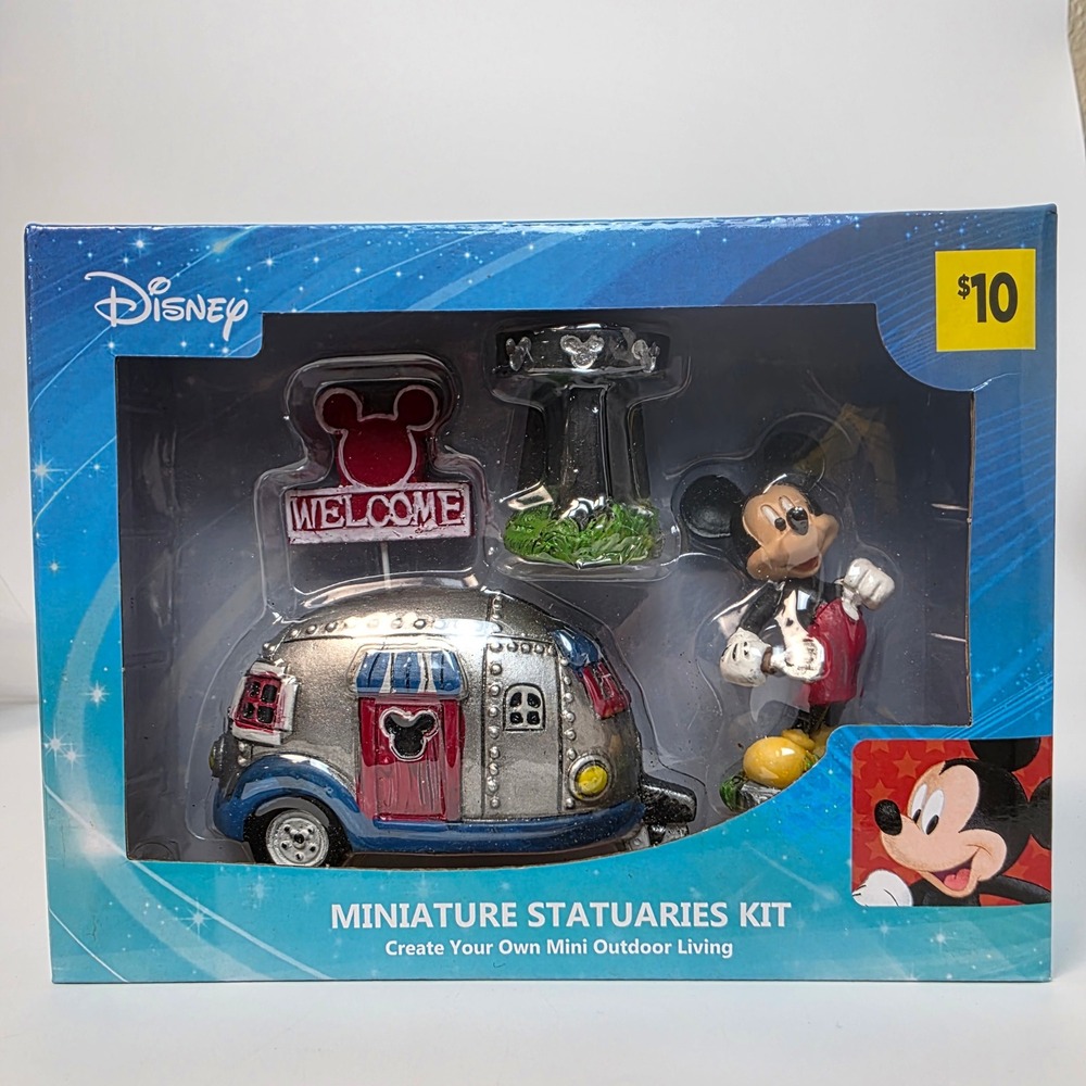 Disney Mickey Mouse Miniature Statuaries Kit RV Camper Trailer 4pc Garden Set